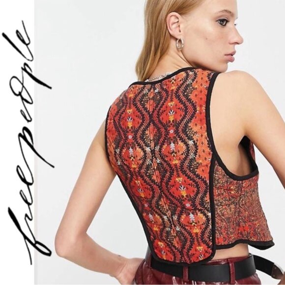 🆕 NWOT Free People | Gemini Quilted Vest in Rust Combo | XS - Picture 7 of 15